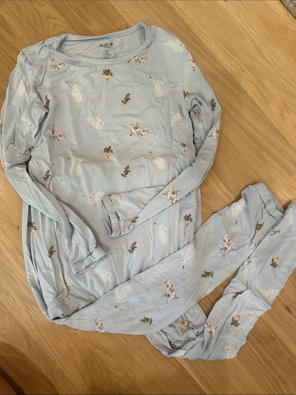 Kyte BABY Light Blue Bunny & Carrot Print Kids Pajama Set